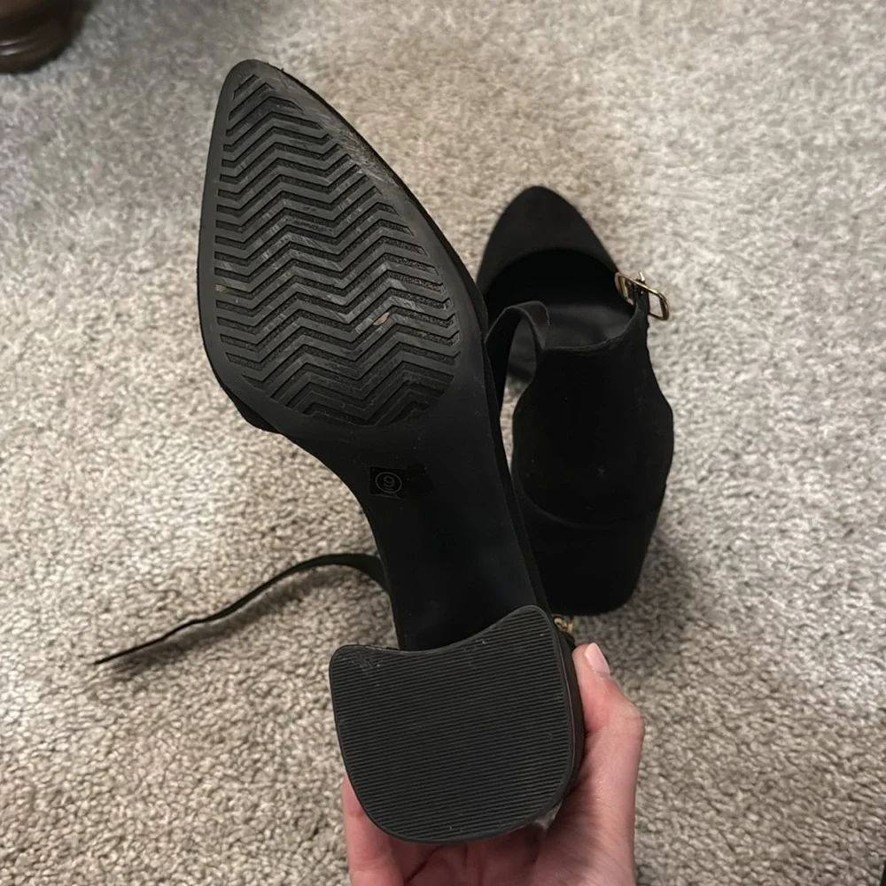 Lulus Like New Black Suede Ankle Strap Heels, 9 - Picture 5 of 5